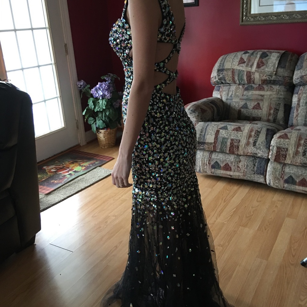 Black Rhinestone Prom Dress - Picture 4 of 7